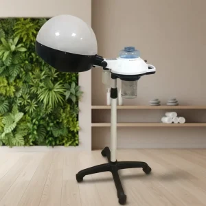 Auto Timing Rolling Stand Hair Steamer with Adjustable Arm Water Cup Heating Hair Steamer Equipment for Home Salon Use