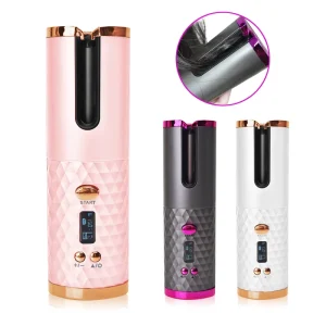 Automatic Curling Iron Fast Heating Hair Curling Iron for Hair Styling Rechargeable 6 Temps and Timers Cordless Hair Curler