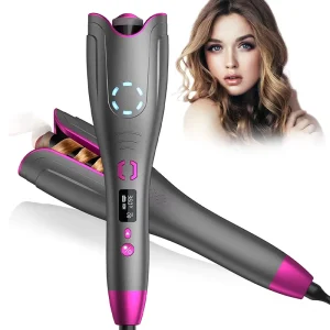 Automatic Hair Curler with LCD Display Anti Tangle Curling Iron with Adjustable Temperature & Timer for Long Lasting