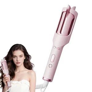 Automatic Rotating Curling Iron Beach Waves Curling Wand LED Tourmaline Material Portable Lightweight Hair Curler for Travel