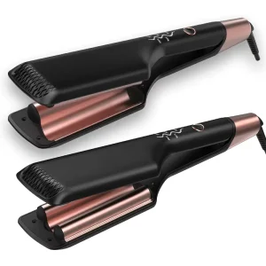 Automatic Rotating Triple Barrel Hair Curler Wand with LCD Display Electric PTC Heater Hot Curlers for Big Wave Curling