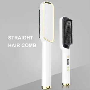 Automatic Salon Hot Electric Hair Straightener Brush Comb and Curler 2 in 1 for Women
