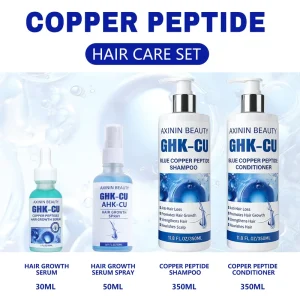 BLIW Private Label GHK-Cu Copper Peptide Thickening Promote Hair Growth Scalp Hair Care Set Serum Spray Shampoo Conditioner