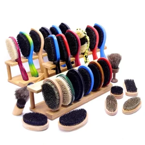 BOOMHOME 360 Wave Brush Men Wooden Medium Curve Wave Brushes Beard Hairbrush Boar Bristle Hard for Customs Logo