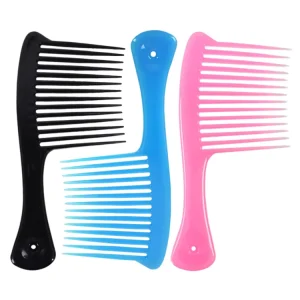 BPA Free Plastic Wide Tooth Comb Detangling Comb Hair Care Salon Grade & Travel Friendly