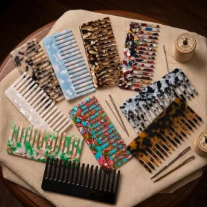 BSCI GRS Audited Factory Custom Logo 4 mm Korean Women Girls Wide Tooth Hair Acid Cellulose Eco Acetate Hair Comb