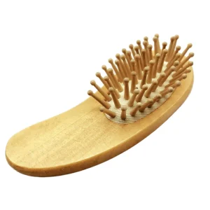Baby Bamboo Wood Detangling Hair Brush with Soft Goat Hair Massage Comb Portable Small Size Bath Brush Professional