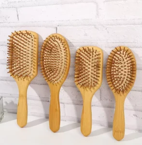 Bamboo Hair Brush Custom Logo Wooden HairBrush Paddle Massage Hair Comb Bamboo Pin Hair Brushes Detangling Combs