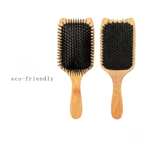 Bamboo Wooden Hairbrush Boar Bristle and Nylon Hair Brush Bamboo Paddle Cushion Hair Brush