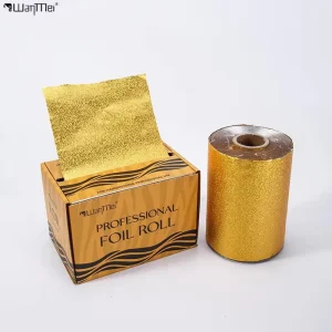 Barbershop Leopard Print Gold Hair Foil Rolls in Aluminum Foil Tin Box Coloring Pop up Hair Foil Sheets Hairdressing Foil