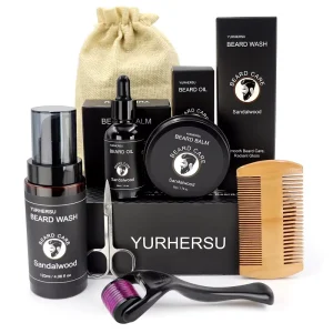 Beard Care Kit for Men Grooming 7 Piece Beard Care Set Travel Bag Professional Shaving Gift Set