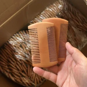 Beard Comb Double Sided Teeth Pear Peach Mahogany Sandalwood Wooden Styling Care 10cm KS041100