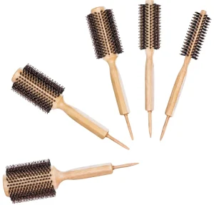 Beauty Salon Natural Large Wooden Mixed Boar Bristle Hair Round Brush
