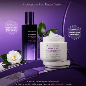 Becot Beaute Advanced Hair Repair Care REMAVIVE Deep Repair Hair Mask REMASILK Night Repair Hair Serum Camellia 2% Niacinamide