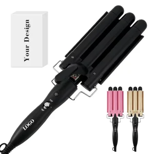 Best Selling 22mm Professional Hair Curling Iron Automatic Compact Three Barrels Hair Waver Temperature Adjustable Hair Curler