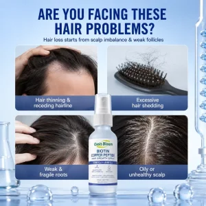 Biotin Blue Copper Peptide Hair Growth Spray GHK Cu AHK Cu Anti Hair Loss Scalp Treatment Hair Regrowth OEM Manufacturer