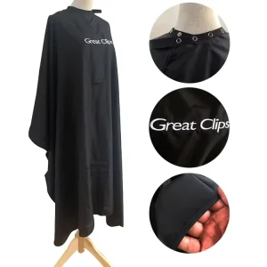 Black Beauty Salon Hair Cutting Barber Cape with Embroidered logo