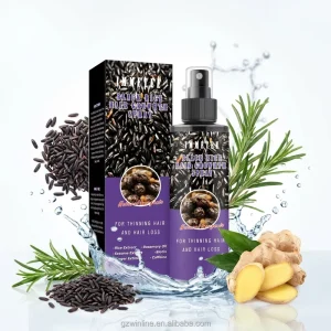 Black Rice Hair Growth Spray with Rosemary Oil Biotin Hair Regrowth Treatment for Thinning Hair Loss 150ml