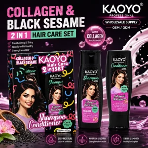 Black Sesame Collagen Shampoo Hair Care Set Soft Smooth Touch Hair Beauty Salon for Export