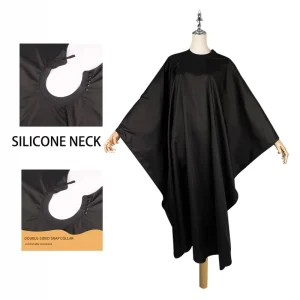 Black Waterproof Apron Salon Barber Polyester Cape Silicon Neckline Design Capes Haircut Hairdresser