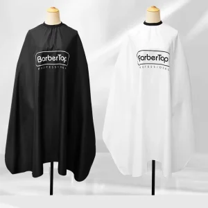 Black White WangDa Customized Print Logo Professional Antistatic Barber Capes Hair Cutting Shawl Salon Hairdressing Apron