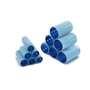 Blue Self Adhesive PVC Hair Rollers Medium & Large Sizes Clip Set