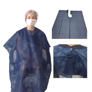 Breathable Cutting Cape for Hairdresser Non Woven Disposable Black Capes for Hair Cutting with Magic Tape