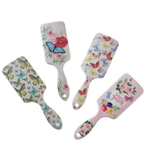 Butterfly Vintage Design Cushion Hairbrush with Logo Elegant Hairdressing Hairbrush ABS Comfortable Plastic Hairbrush