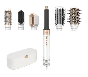 Ceramic Wet Dry 5 in 1 Multi Hair Styler Round Multi styler Gift Set Hair Straightener Brush and Glove