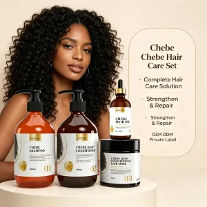 Chebe 4Pcs Complete Hair Care Set OEM ODM Shampoo Conditioner Hair Oil Herbal Formula Strengthen Root Repair Dry Damaged