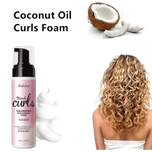 Coconut Oil Curl Definition Curls Activator Foam Volumizing Curly Hair Foam Mousse for Private Label