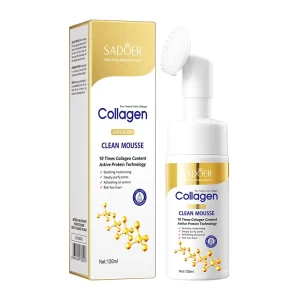 Collagen Anti-Aging Cleansing Mousse 120ml with Brush Head Deep Pore Clean Oil Control Hydrating Foam Face Wash