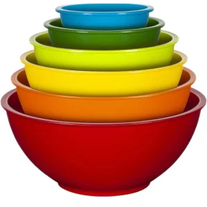 Colorful Eco Friendly Polished Plastic Mixing Bowls Set Kitchen Baking Prepping Cooking Food Serving Durable Colorful Food