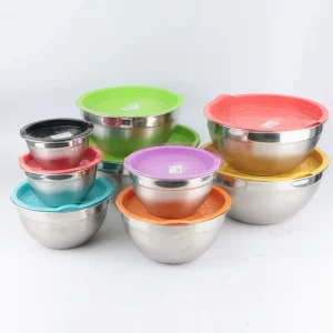 Colorful Mixing Bowls Salad Bowl Camping Metal Eco Friendly Stainless Steel Bowl With Lid