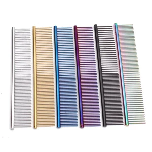 Colorful Stainless Steel Dog Cat Pet Grooming Comb Row Teeth Needle Hair Trimmer Home Use C6703