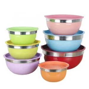 Colorful Stainless Steel Salad Mixing Bowl with Non-slip Bottom