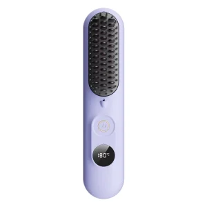 Compact Multifunctional Mini Hair Straightening Comb Wireless Portable LCD USB Charging Electric Ceramic Heating