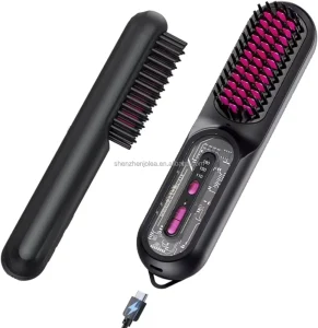 Cordless Hair Straightener Brush 180 Mins Runtime 9600 Mah USB Rechargeable Fast Heating Mini Straightening Comb for Travel