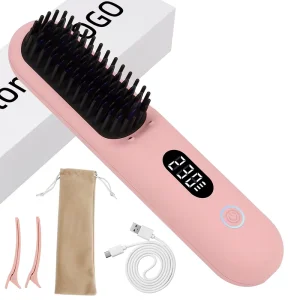 Cordless Rechargeable Comb 9600mAh Max Temperature 230 Degrees Celsius Negative Ions Portable Wireless Hair Straightener Brush
