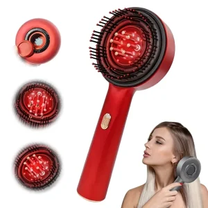 Cordless Shiatsu Detangle Hair Brush Hair Oil Scalp Massager Red Light Portable Electric Scalp Massaging Brush for Hair Growth