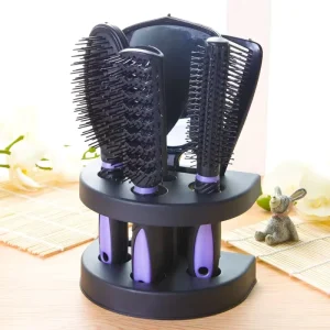 Cosmetic Hair Styling Tool Set 5 Pack Comb Brush Set with Mirror Hair Brush Holder Professional Massage Comb