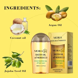 Cross Border English Moroccan Argan Oil for Hair Care Essential Oil for Smooth Hair Hot Style for Amazon Tk Beauty Personal Care