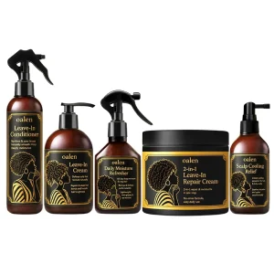 Curly Hair Care Set 5 Piece Complete System Leave in Conditioner Lotion Hair Treatment Moisture Refresher Scalp