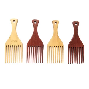 Custom Bamboo Sandalwood Wooden Detangling Beard Comb Hair Afro Pick Comb for Men
