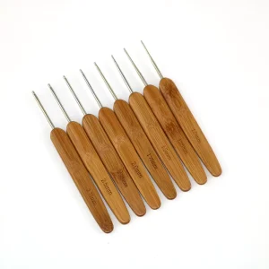 Custom Bamboo Wood Handle 0.5mm 0.75mm Multi Head Dreadlocks Crochet Hook Needles Hair Extensions Tool Labeling