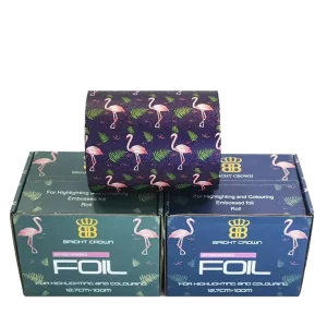 Custom Embossed Hairdressing Aluminum Foil 500 Sheets Pop up Roll Soft Hairdresser Foil with Printed Cut Treatment
