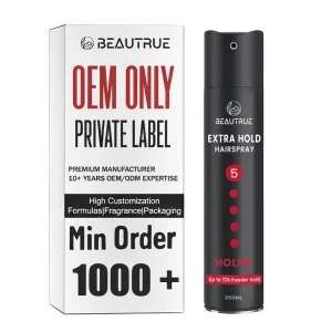 Custom Extra Hold Hairspray for All Hair Types 72 Hour Strong Hold Powder Finish No Flake Non Greasy Long Lasting Styling Effect
