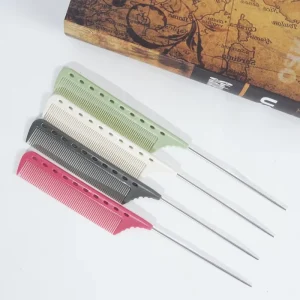 Custom Hair Cutting Combs Personalised Straightening Comb Natural Hair Anti Static Rat Tail Aluminum Combs for Parting