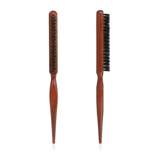 Custom LOGO Professional Salon Teasing Back Comb Boar Bristle Wood Slim Line Hair Brushes Extension Hairdressing Styling Tools