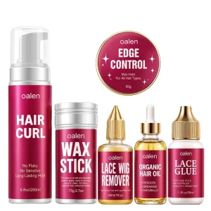 Custom Lace Wig Glue Private Label Hair Care Hair Growth Oil Curl Mousse Wax Stick Set Hair Styling Kit No Residue Non Flaking